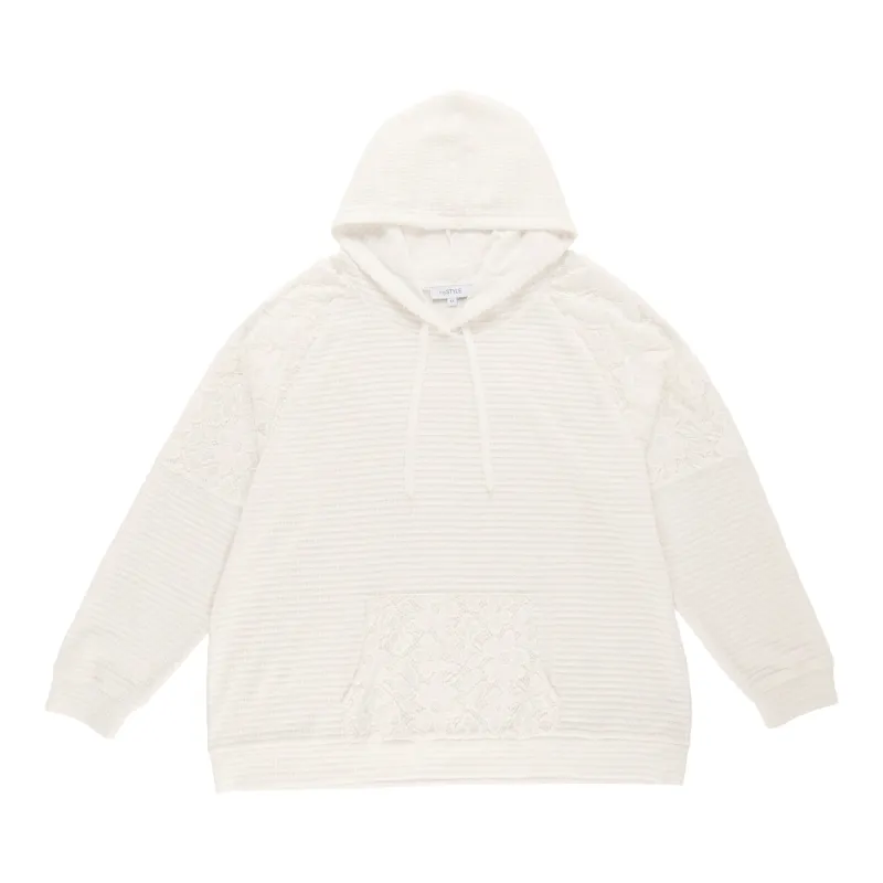 mySTYLE Women's Plus Crochet Trim Hoodie sold by Giant Tiger
