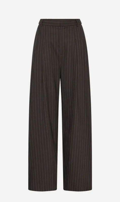 St Agni | Wool Pinstripe Tapered Pants - Mahogany sold by Sister & Co