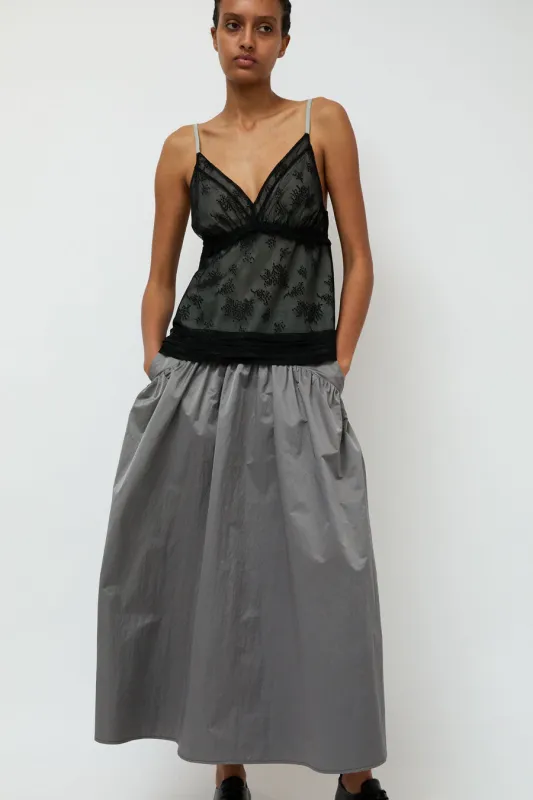 Wanze Long Gathered Skirt in Steel Grey sold by No. 6
