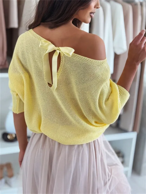 Bow Back Boat Neck Batwing Sleeve Sweater sold by Charming Charlie