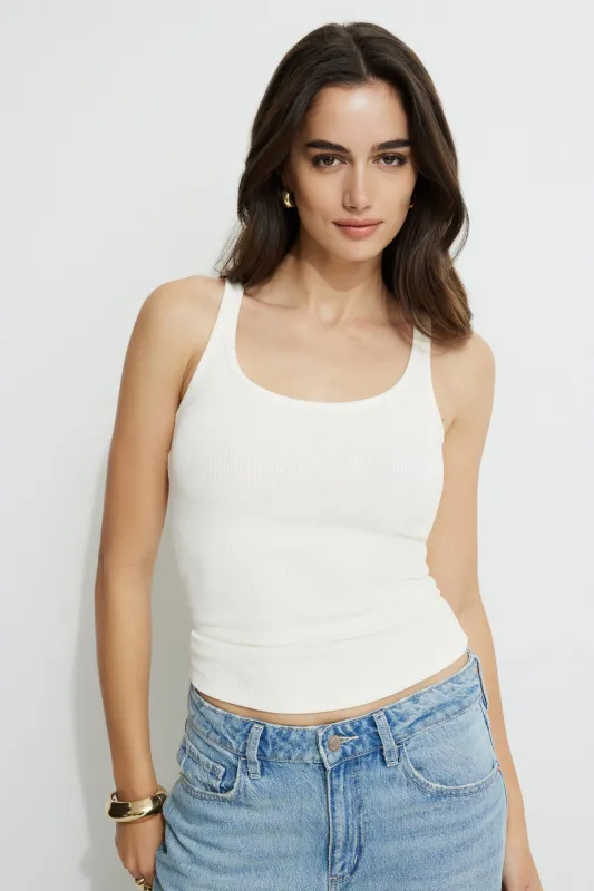Ribbed Scoop Neck Tank Top sold by Dynamite