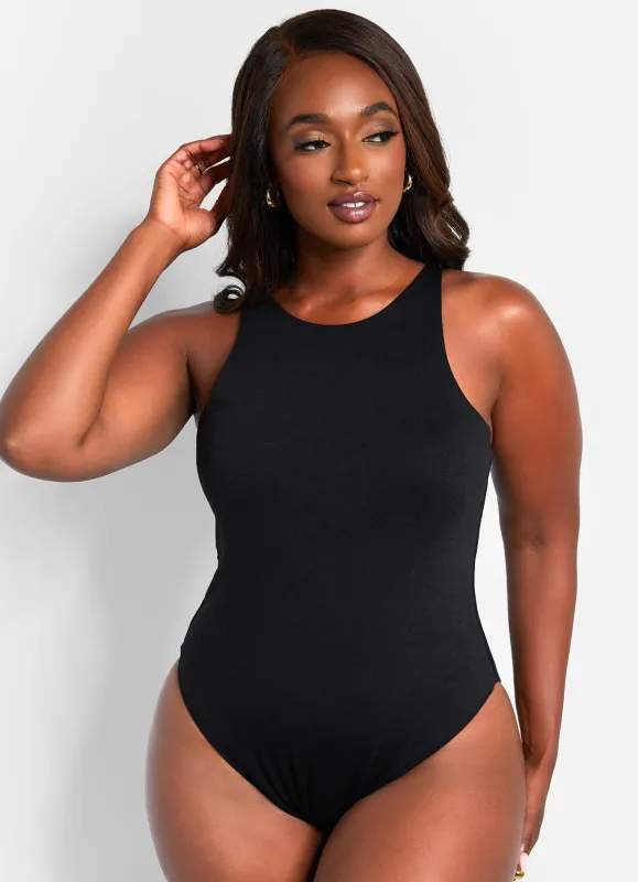 Essential Halter Neck Bodysuit - Black sold by Rebdolls