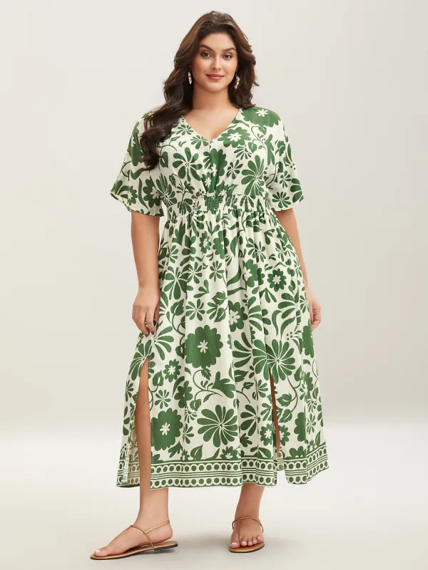 Large Floral Print Pockets Midi Dress sold by Bloomchic
