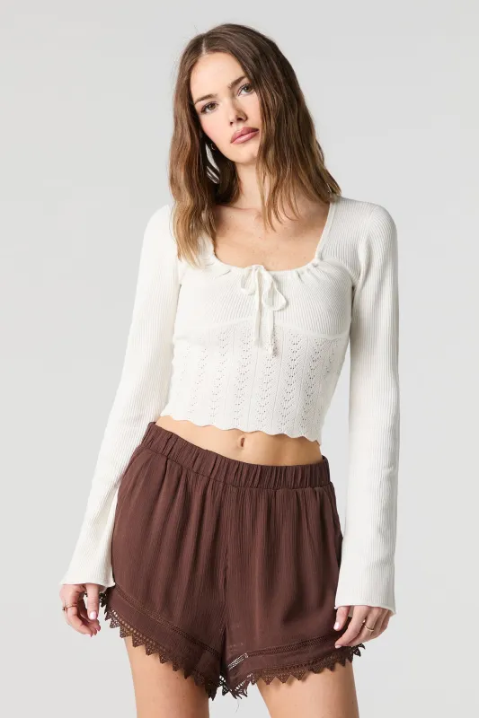 Lace Trim Elastic Waist Short sold by Urban Planet