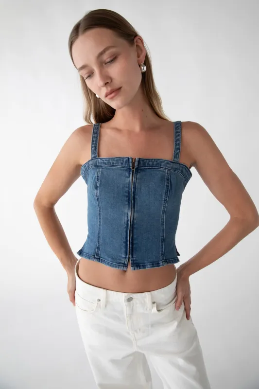 DENIM SQUARE NECK TANK TOP sold by OAK AND FORT