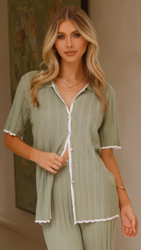 Shaylie Button Up Shirt - Sage sold by Billy J