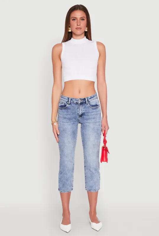Seamless Cable Knit Mock Neck Cropped Tank Top sold by Rainbow