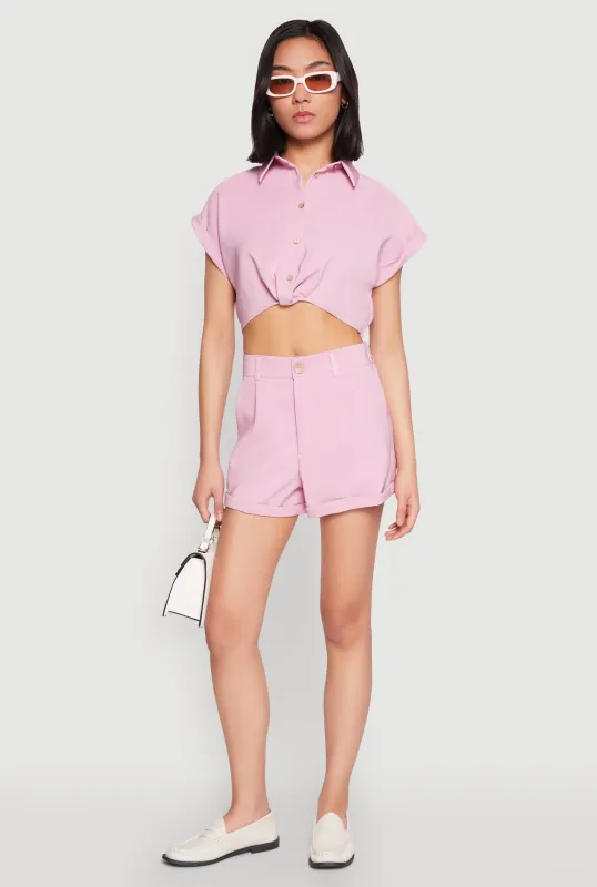 High Waisted Cuffed Shorts sold by Rainbow