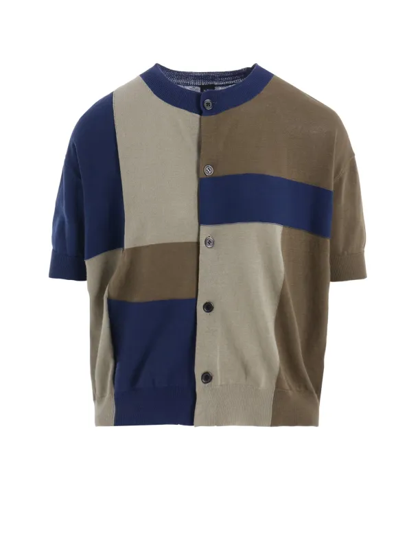 MULTI COLOR INTARSIA ROUND NECK HALF SLEEVE PULLOVER sold by Yohji Yamamoto