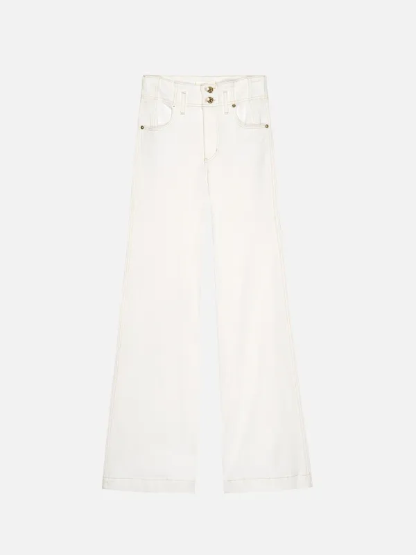 The Seamed Wide Trouser -- Au Natural Clean sold by Frame Denim