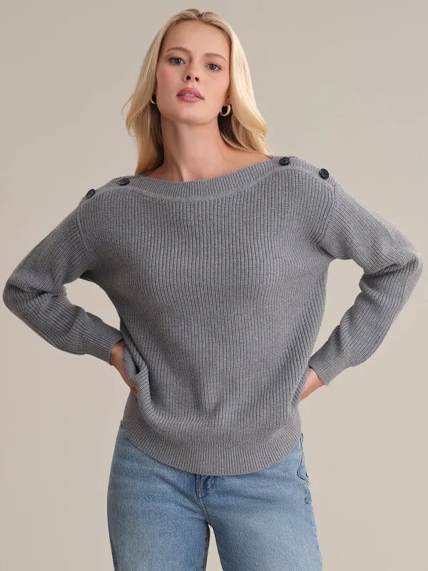 Elina: Boat Neck Cotton Sweater sold by 525 America