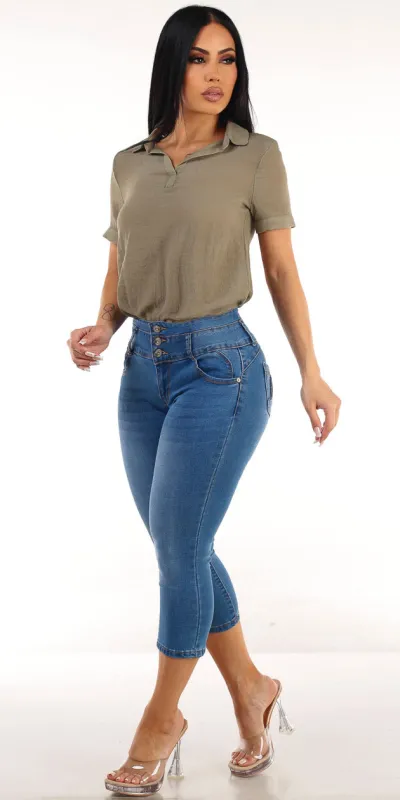 Olive Butt Lift Capris Combo sold by Moda