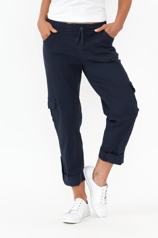 Colette Navy Cargo Pants sold by Blue Bungalow