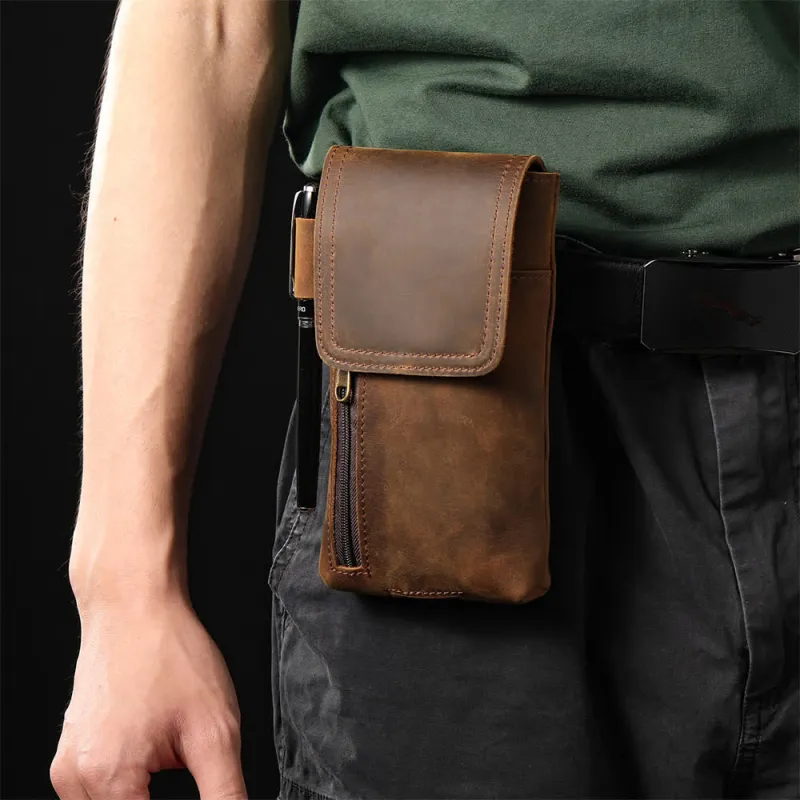 Multi-Function Magnetic Phone Fanny Pack Leather Belt Bag sold by FloralTrip