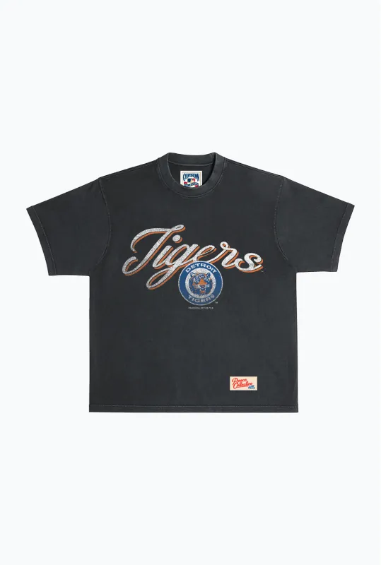 Detroit Tigers Vintage Heavyweight Garment Dyed T-Shirt - Black sold by Peace-Collective