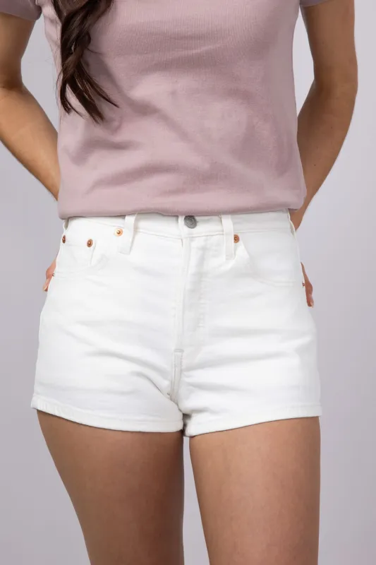 Levi’s 501 Original Blank Spot Denim Shorts for Women in White | 56327-0473 sold by Glik’s