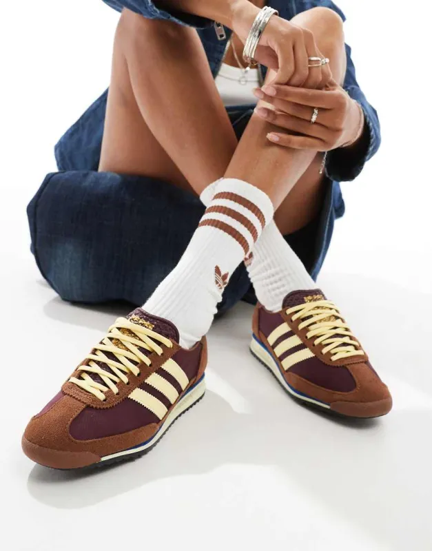 adidas Originals SL 72 OG trainers in brown and yellow sold by ASOS