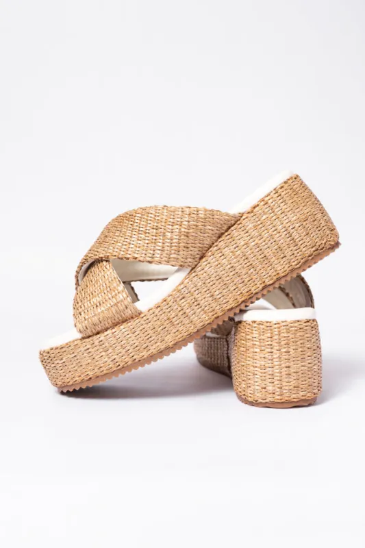Clementine Camel Cross Platform Sandals sold by Pink Lily