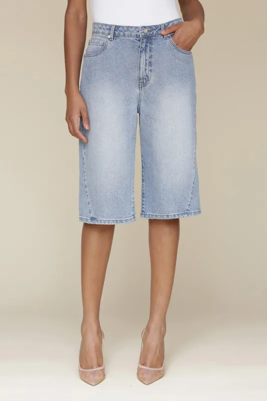 High Rise Denim Bermuda Shorts sold by Avec Les Filles