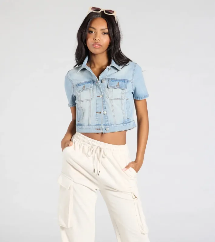 Cutely Casual Short Sleeve Denim Jacket sold by Windsor
