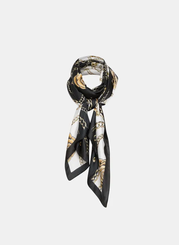 Chain & Floral Print Scarf sold by Laura