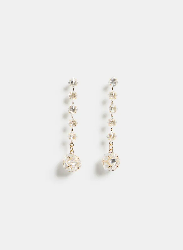 Cubic Zirconia Crystal Ball Drop Earrings sold by Laura