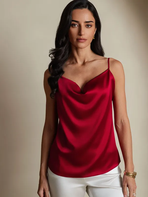 19Momme Silk Spaghetti Strap Cowl Neck Camisole Top sold by SilkSilky