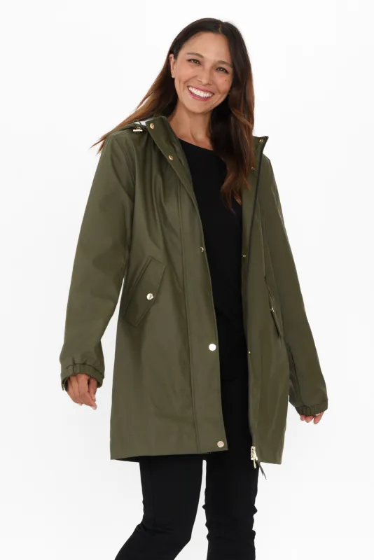 Anika Khaki Hooded Raincoat sold by Blue Bungalow