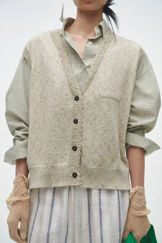 Flecked Cotton Waistcoat - Natural sold by Social Studies Shop