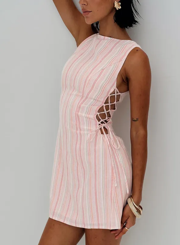 Earlie Mini Dress Pink Stripe sold by Princess Polly
