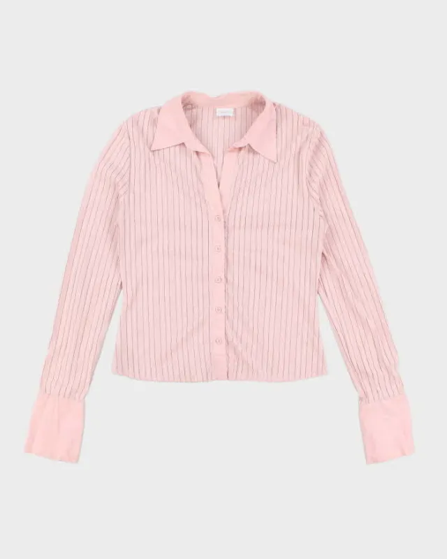 Vintage 90s Suzy Pink Mesh Panel Blouse - M sold by Rokit