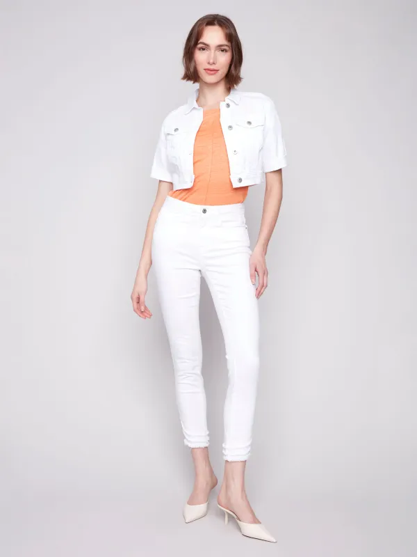 Cropped Denim Jacket - White sold by Charlie B
