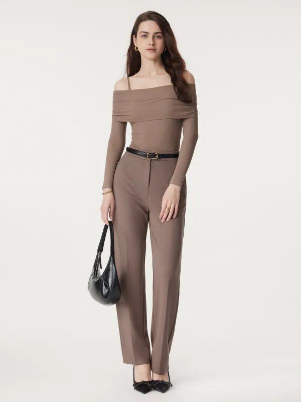 Effortless Mid Rise Straight Leg Trouser with Pockets sold by ogl move