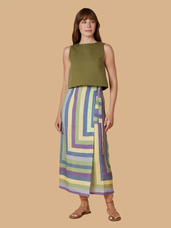 Leigh Wrap Skirt in Plaza sold by Beau & Ro