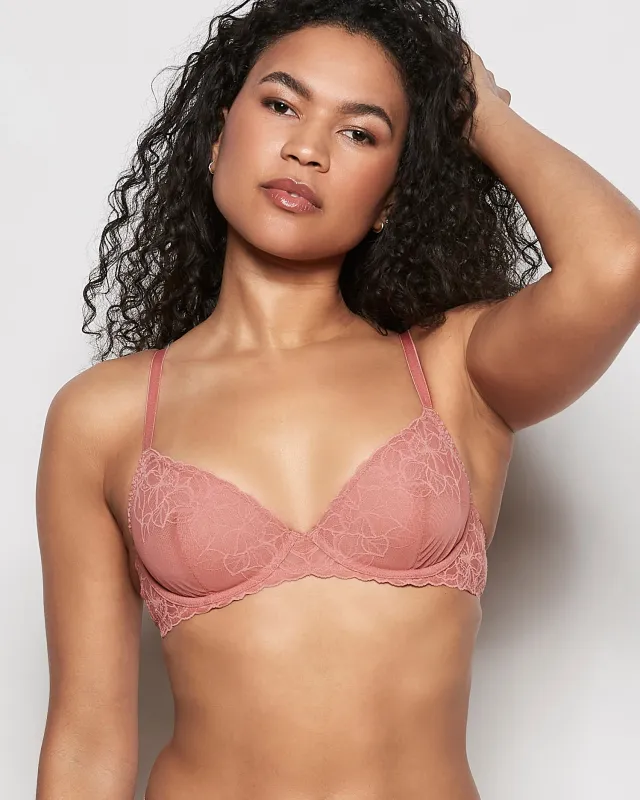 Unlined Lace Demi Bra in Rosy Blush sold by La SENZA