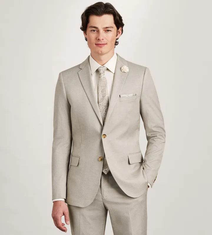 Slim Fit Tan Solid Suit sold by Tip Top