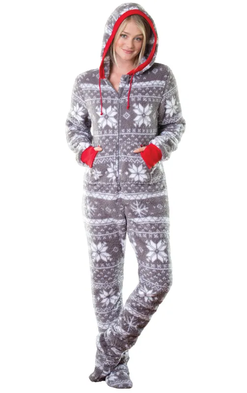 Nordic Fleece Hoodie-Footie Onesie Pajamas  - Couples sold by Pajamagram