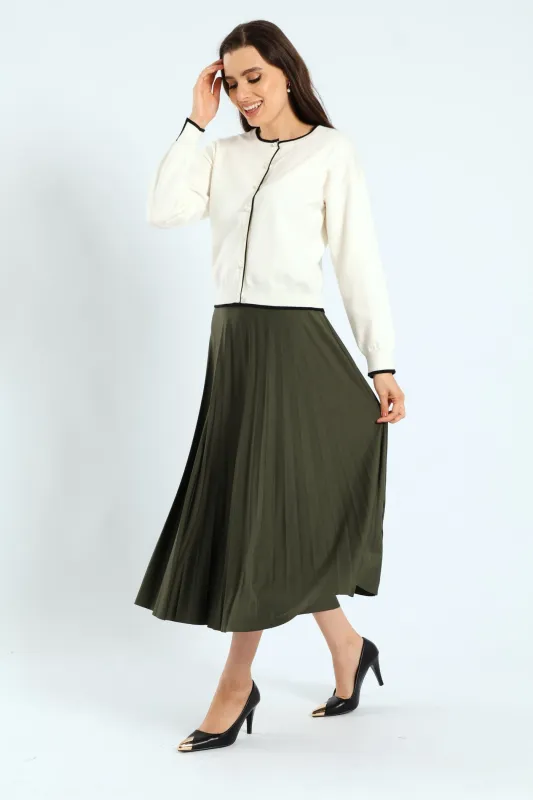 Pleated Midi Skirt - Dark Fatigue sold by Edgars