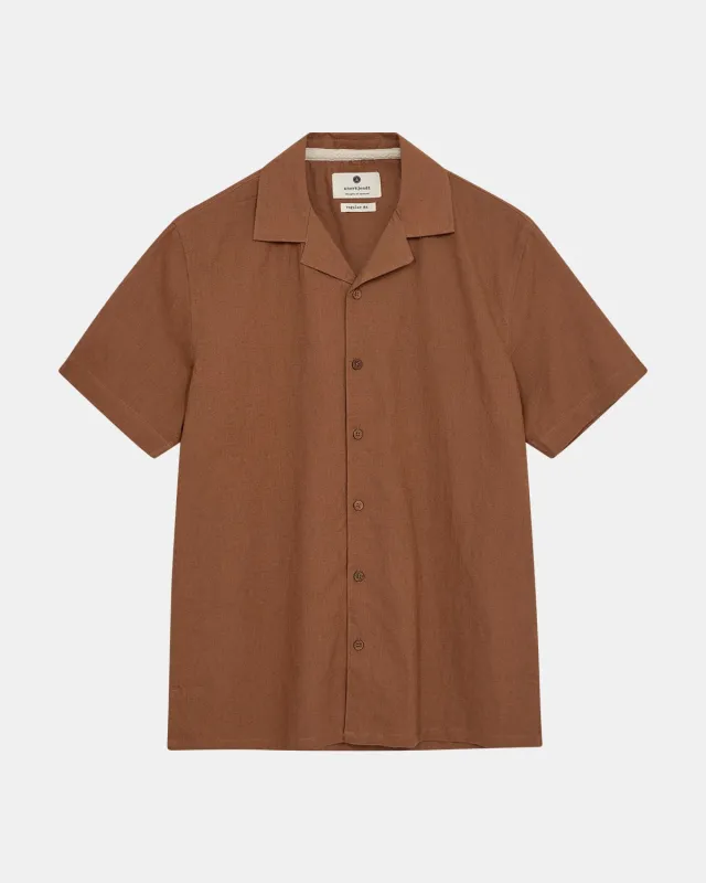 AKLEO S/S COT/LINEN SHIRT - Chipmunk sold by anerkjendt