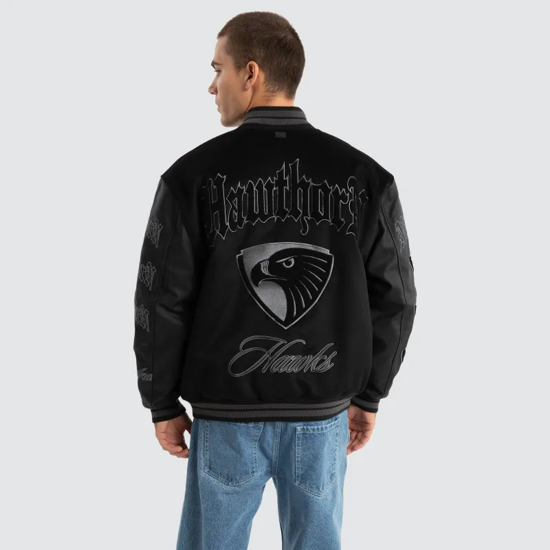 Hawthorn Hawks AFL Ace Varsity Jacket Jet Black sold by Neverland