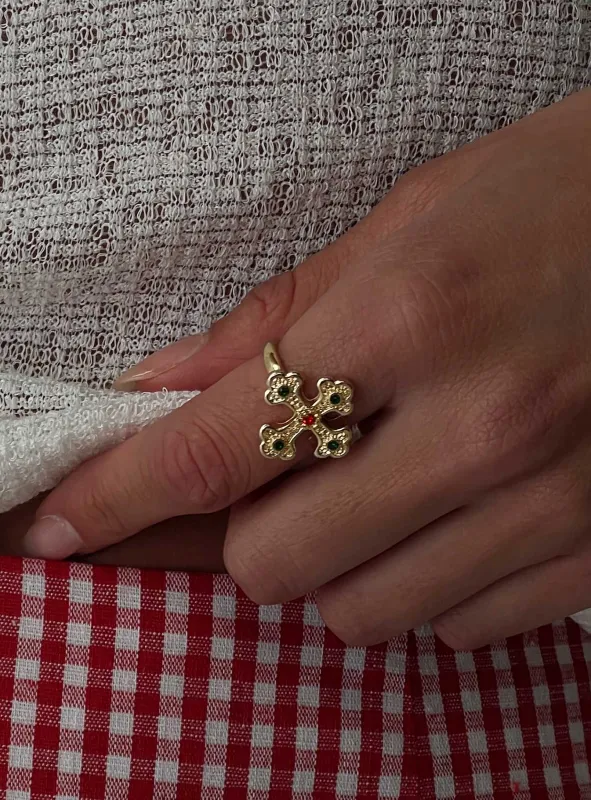 Venette Cross Ring Gold sold by Princess Polly