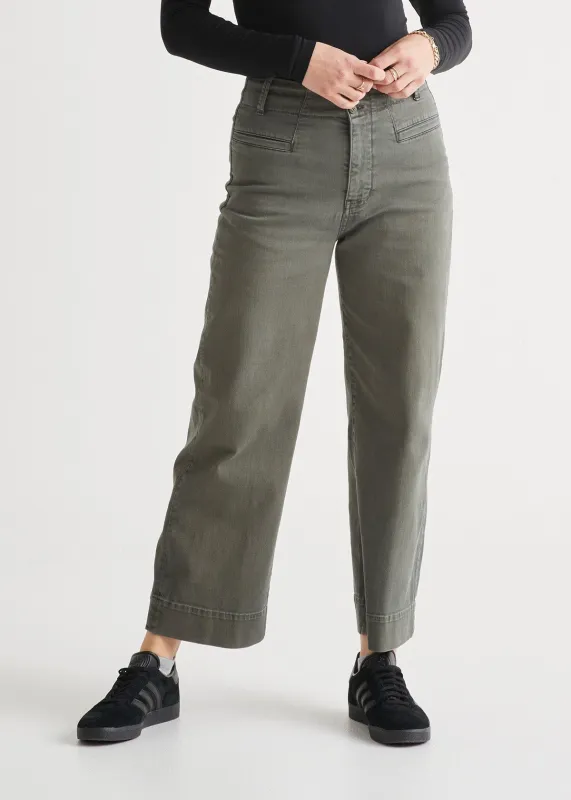 LuxTwill High Rise Trouser - Thyme sold by DUER