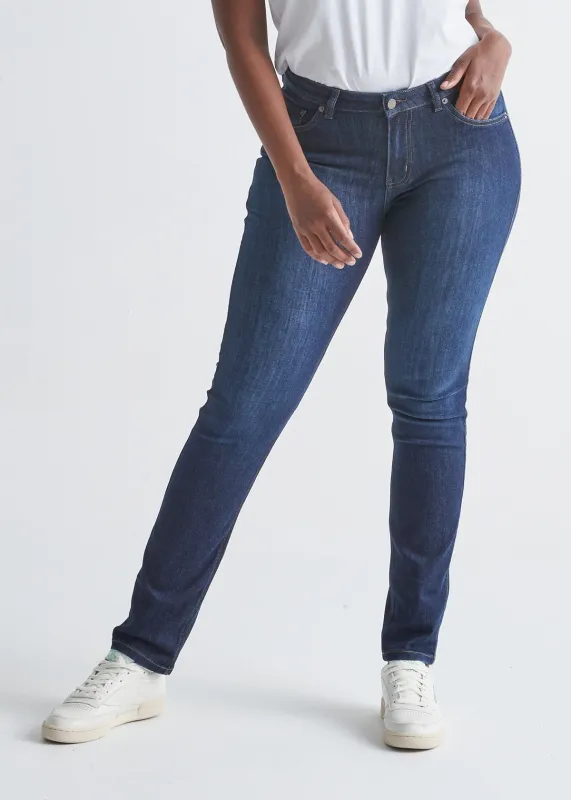 Performance Denim Mid Rise Slim Straight - Dark Stone sold by DUER