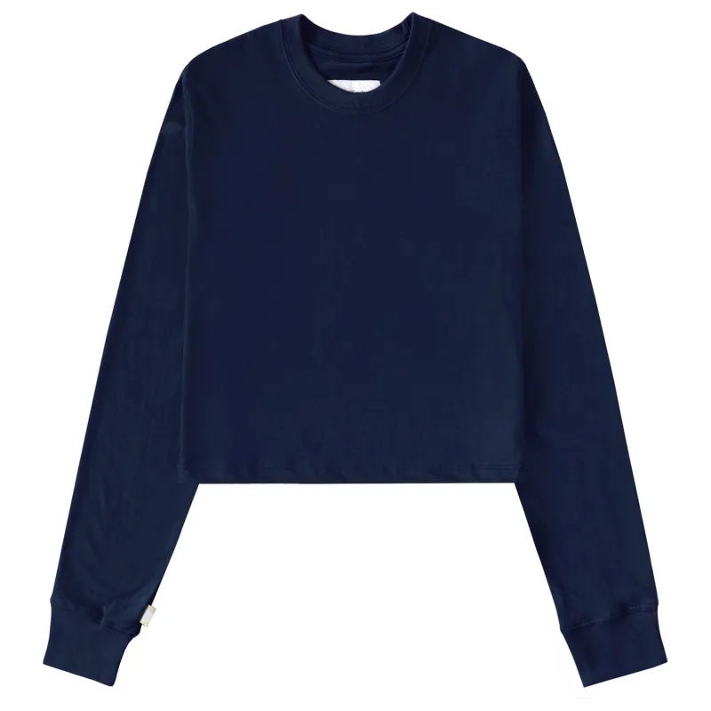 Monday Long Sleeve Crop Top Navy sold by Province of Canada