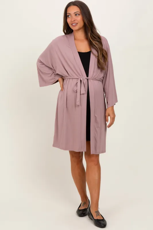Mauve Delivery/Nursing Maternity Robe sold by Pinkblush