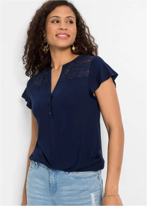 Henley Shirt - Dark Blue sold by VENUS