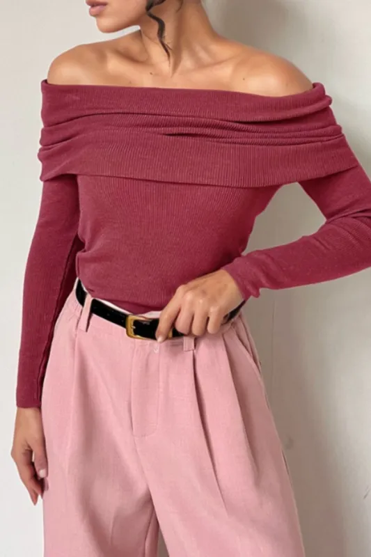 Off-Shoulder Long Sleeve Knit Top sold by Charming Charlie