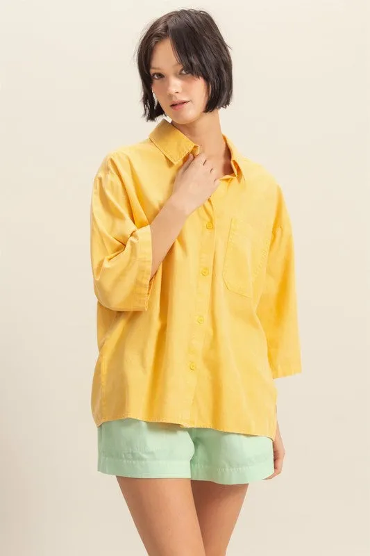 HYFVE Button Down Collared Neck Relaxed Fit Shirt sold by Charming Charlie
