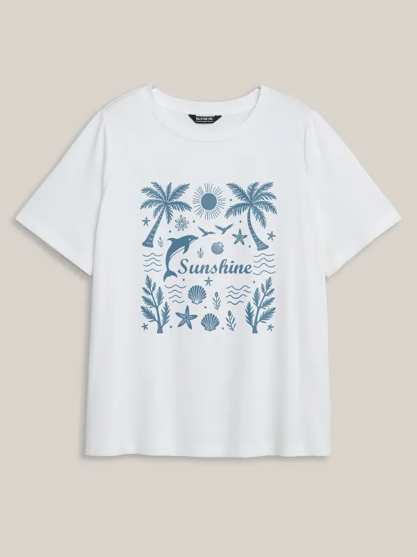Sunny Beach Pattern Crewneck T-Shirt sold by Bloomchic