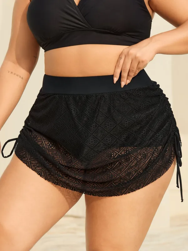 Lace Adjustable Coverage Drawstring Swim Bottoms sold by Bloomchic